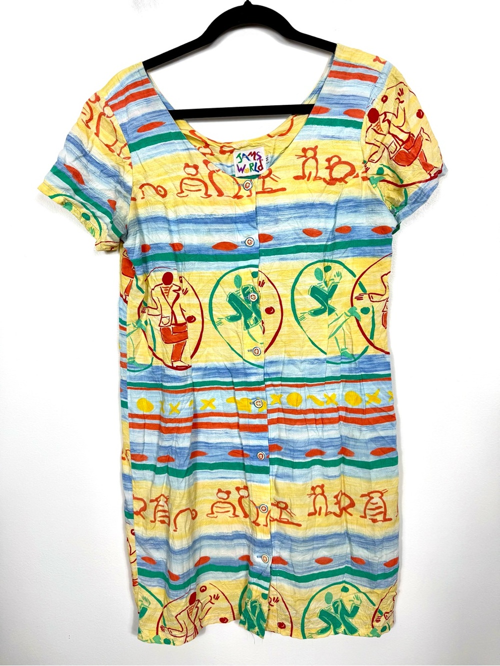 Jams World Dance Man Button Front Short Sleeve Dress Size 11